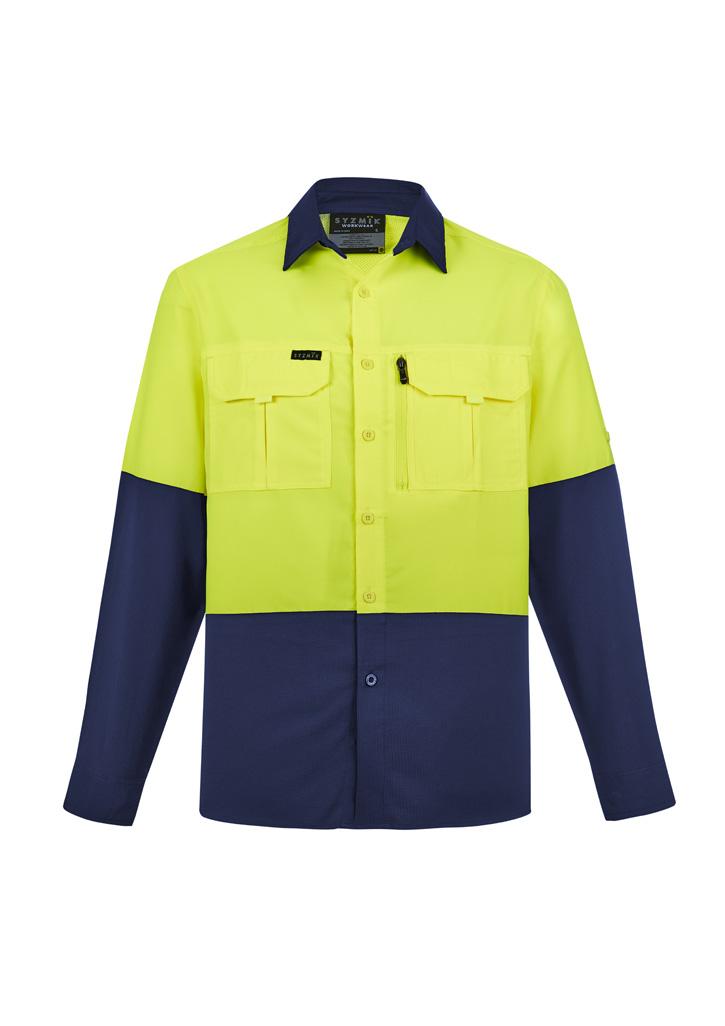 ZW468_bProduct_Yellow_Navy_01_4Y67YIk wecompresscom Syzmik Mens Hi Vis Outdoor Long Sleeve Shirt