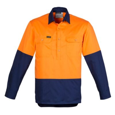 Syzmik Mens Closed Front Long Sleeve Shirt