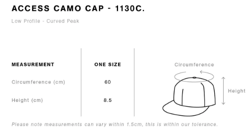 1130C size chart