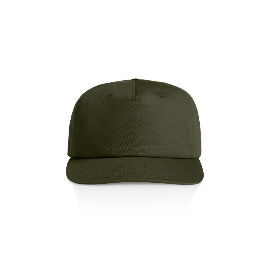 1119_SURF_COTTON_CAP_ARMY__59806 Front view of an olive-green baseball cap with a curved brim on a white background.