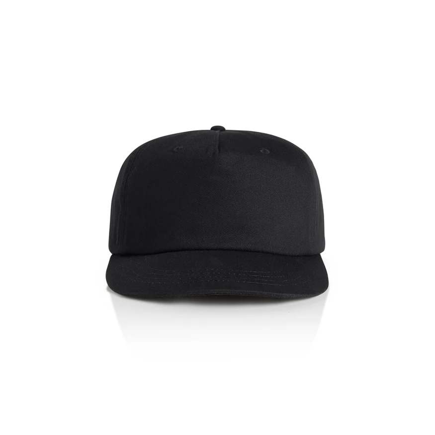 1119_SURF_COTTON_CAP_BLACK__56585 Black baseball cap shown from the front on a white background, plain design without visible logos