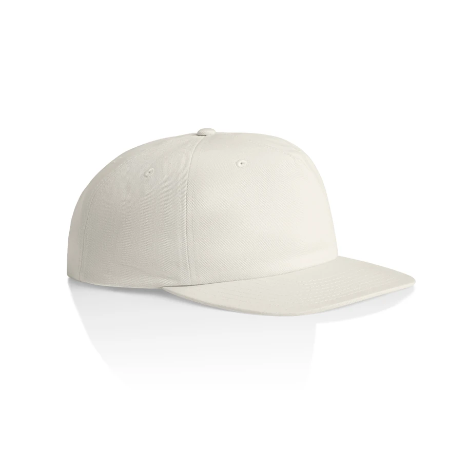 1119_SURF_COTTON_CAP_NATURAL_SIDE__55680 White baseball cap with curved brim on a white background