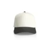 1165_FRAME_TWO-TONE_CAP_NATURAL_COAL__77501 Baseball cap with white crown and black curved brim, shown from the front.