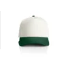 1165_FRAME_TWO-TONE_CAP_NATURAL_FOREST__62896 White baseball cap with a green curved brim on a white background.