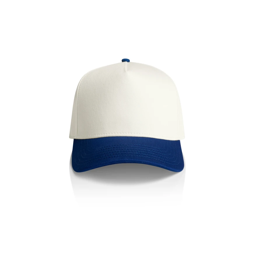 1165_FRAME_TWO-TONE_CAP_NATURAL_LIBERTY__84152 Baseball cap with a white crown and blue curved brim.