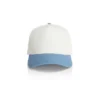 1165_TWO-TONE_FRAME_CAP_NATURAL_CAROLINA__71672 White baseball cap with a light blue curved bill, shown from the front on a white background.