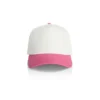 1165_TWO-TONE_FRAME_CAP_NATURAL_CHARITY__64229 White baseball cap with a bright pink brim and pink top button, shown from the front.