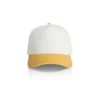 1165_TWO-TONE_FRAME_CAP_NATURAL_SUNSET__34039 White baseball cap with a yellow curved brim, facing forward.