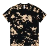 Black short-sleeve crew-neck T-shirt with beige bleach-style tie-dye pattern on front.