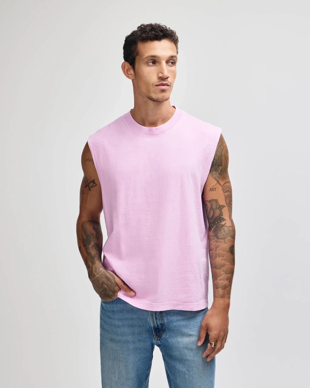 207GD_FadedPowderPink_05__80740 American Apparel® 207GD Muscle T-Shirt powder pink