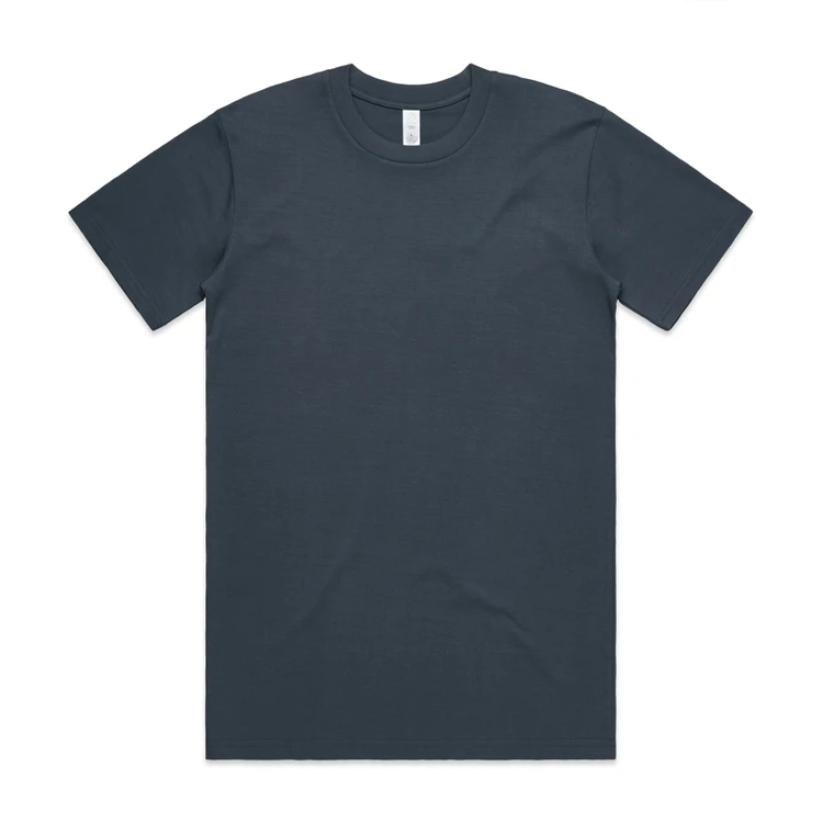 5026G_CLASSIC_ORGANIC_TEE_PETROL_BLUE__00555 Dark blue crew-neck T-shirt laid flat on white background.