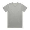 5026G_CLASSIC_ORGANIC_TEE_STORM__22848 Light gray crew-neck t-shirt laid flat on a white background in a front view