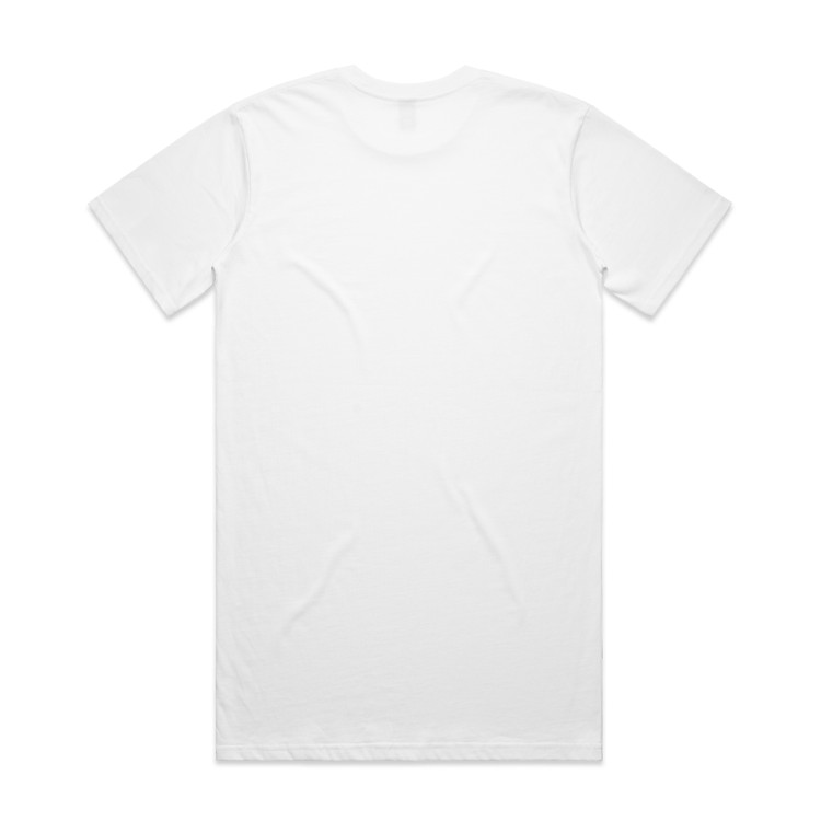 5070_CLASSIC_PLUS_TEE_WHITE_BACK__62697 White T-shirt viewed from the back, short sleeves, plain design on a white background