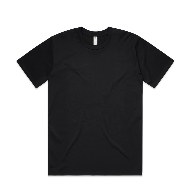 5079_CLASSIC_MINUS_TEE_BLACK__48117 Black crew-neck T-shirt laid flat, plain and featureless from the front, blank design