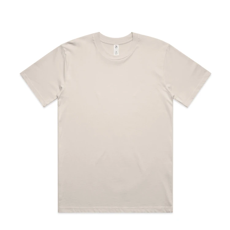 5079_CLASSIC_MINUS_TEE_BONE__19669 Plain beige short-sleeve T-shirt laid flat on a white background, no logos or text (blank tee)
