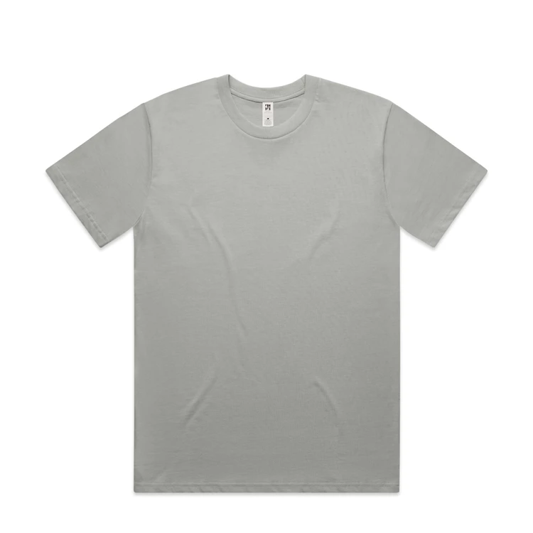 5079_CLASSIC_MINUS_TEE_STORM__29602 Light gray crew-neck T-shirt laid flat on a white background.