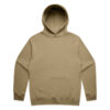 5161_RELAX_HOOD_SAND__14623 Beige hoodie with a front kangaroo pocket and a hood, laid flat against a white background (product shot)