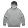 5161_RELAX_HOOD_STORM__93304 Grey pullover hoodie with a front kangaroo pocket on a white background.