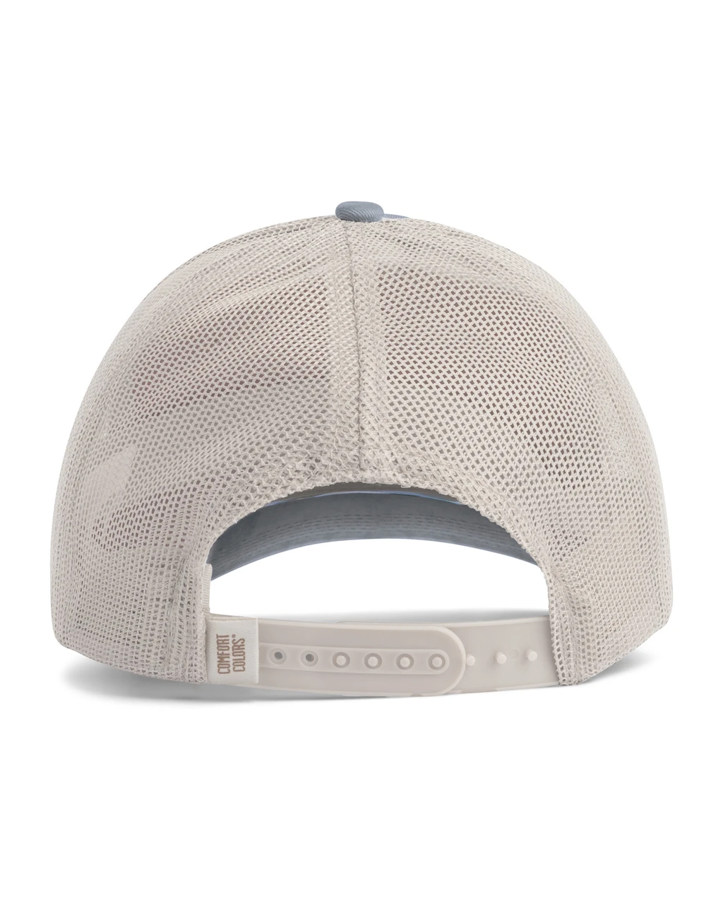 CCST0_Granite_03__38664 Beige mesh baseball cap viewed from the back, showing an adjustable plastic strap