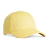 CCWC0-butter Yellow baseball cap on a white background, side view showing curved brim and six-panel design with eyelets.