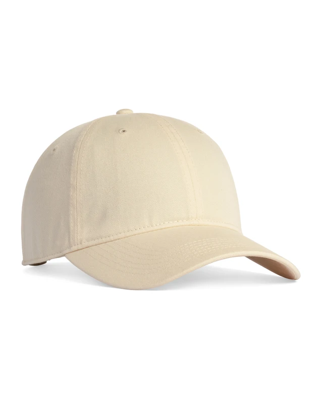 CCWC0-ivory Beige baseball cap with a curved brim, simple design, and subtle stitching viewed from the side front.