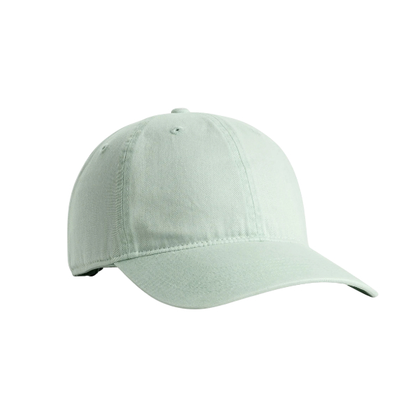 Comfort Colors® Sunwashed Cap CCSC0 Mint green baseball cap on a white background, side view with curved brim