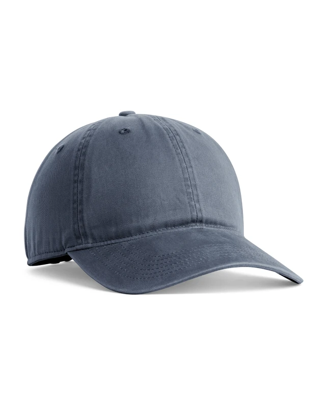 ccsc0-denim Blue denim baseball cap with a curved brim, shown from a side angle facing left.