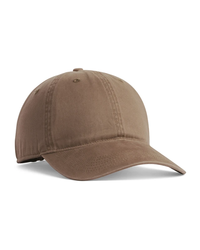 ccsc0-espresso Brown baseball cap with a curved brim, six-panel crown and top button, shown from a side angle on a white background.
