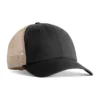 ccst0-black Black baseball cap with beige mesh back and curved brim, front panel solid black