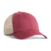 ccst0-crimson Pink trucker cap with beige mesh back and a curved brim, plain front panel.
