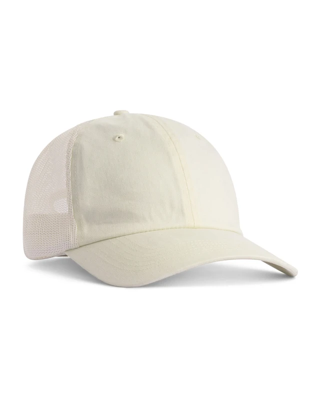 ccst0-ivory Cream-colored baseball cap with a curved brim and mesh back panels (trucker-style)